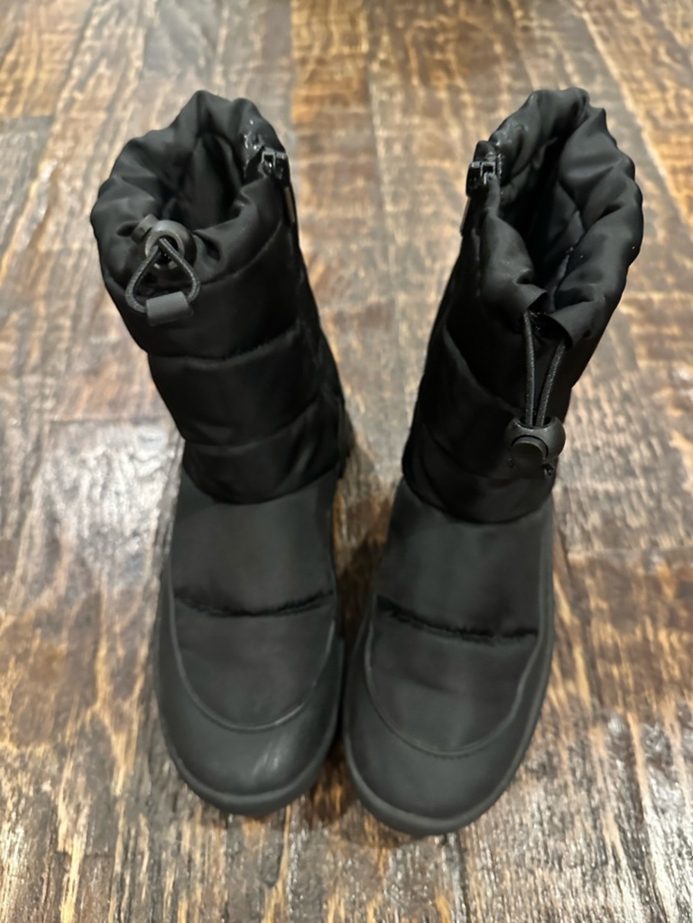 Zara Black Puffer Winter Boots with Drawcord Shaft - size 37